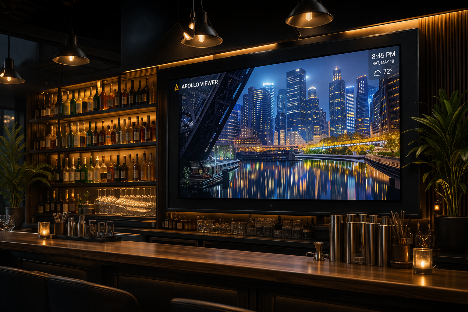 Apollo Viewer display in a bar environment